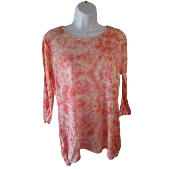 Ruby Rd. Tops - Ruby Rd Favorites Tie Dye 3/4 Sleeve Top Womens Large Orange White